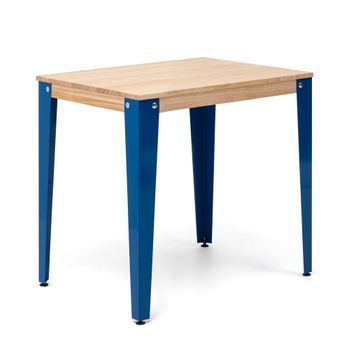 Mesa Lunds Cuadrada 90x90x75cm Azul En Madera Maciza De Pino Acabado Natural Estilo Nórdico Industrial Box Furniture
