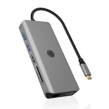 Base de conexión ICYBOX IB-DK4061-CPD USB-C 100 W 2HDMI LAN SD Gris