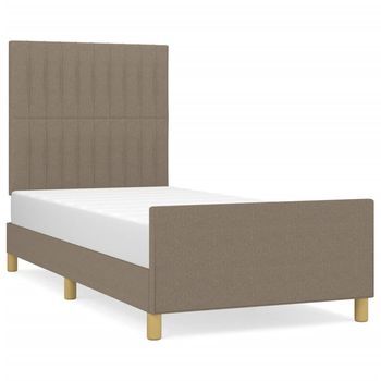 Cama Individual | Cama Para Adulto | Estructura De Cama Sin Colchón Tela Gris Taupe 80x200 Cm
