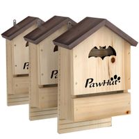 pawhut set de 3 casas para murcielagos cajas de madera para exterior jardin huerto o granja facil de montaje natural