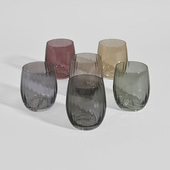 Set de 6 vasos de vidrio multicolor