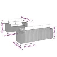 conjunto de sofa exterior configuracion de 6 piezas tejido de mimbre artificial beige