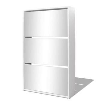 Mueble zapatero,gabinete para calzado 3 niveles madera blanco 63x17cm