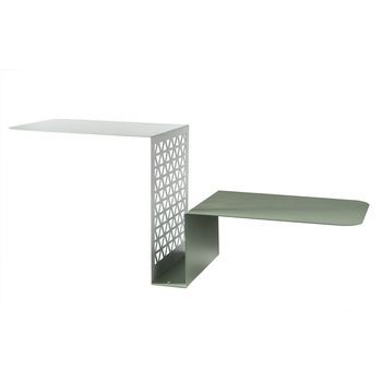 Estante Consola Scalea 100x30x40 Cm Hierro Perforado Diseño Escalera Doble Estante Ahorro Espacio Made In Italy Beige/negro