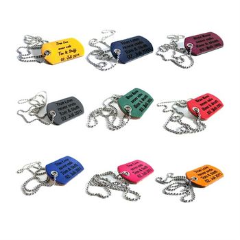 Colgante de cadena de bolas de acero inoxidable con etiqueta de perro grabada