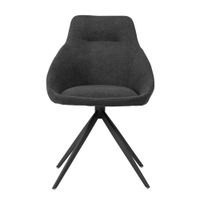 silla de comedor giratoria con patas negras y tapizado gris oscuro