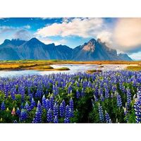 fotomural vinilo flores lago montanas 350 x 250 cm