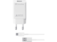 cargador movil - cellularline adaptative fast charger kit 15w usb c para samsung carga rapida 100 cm blanco
