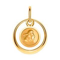 8k anillo de bautizo de oro pulido colgante angel
