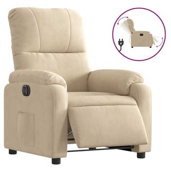 Sillón De Salón | Silla | Sillón Reclinable Eléctrico Tela De Microfibra Color Crema