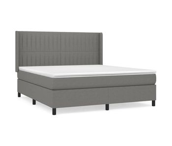 Cama box spring con colchón tela gris oscuro 160x200 cm rayas verticales