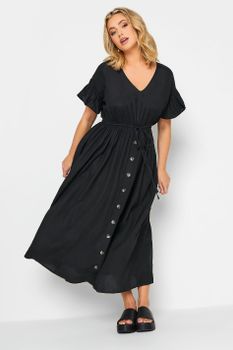 Limited Collection Vestido Largo Negro De Algodón, Mujer Curvy Y Tallas Grandes, Limited Collection