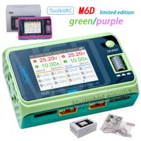 toolkitrc m6d verde purpura 500w 15a dc cargador inteligente de doble canal descargador para bateria lipo 1-6s modelo fpv reemplazo de pieza de repuesto