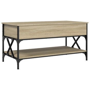 Mesa De Centro Madera Ingeniería Metal Roble Sonoma 100x50x50cm Vidaxl
