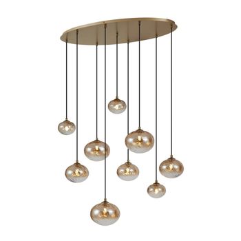 Lámpara colgante art déco dorada cristal ámbar