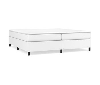 Cama box spring con colchón cuero sintético blanco 200x200 cm
