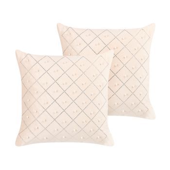 Conjunto De 2 Cojines De Terciopelo 45 X 45 Cm Glamour Beige/plateado Yarrow