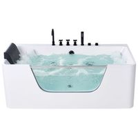 banera de hidromasaje acrilico con accesorios de acero inoxidable negro panel de vidrio 160 x 75 cm reposacabezas blanco cahuita