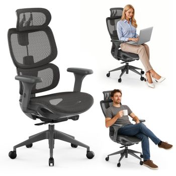 Silla de Oficina SENSE7 Nobu Soporte Lumbar Innovador Reposabrazos 3D Malla Transpirable Dark Gray