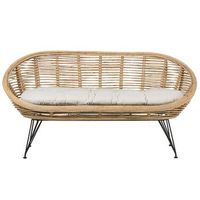 sofa 2 plazas boho ratan beige claro cojin tela algodon resistencia media interior natural maratea