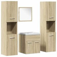 juego de muebles de bano 5 pzas madera ingenieria roble sonoma vidaxl