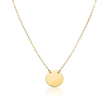 Cadena para mujer en oro de 9 quilates con círculo, grabable