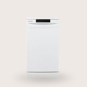 EVVO Lavavajillas 45 cm D1 Slim, 9 Cubiertos, 5 Programas, Bandeja ajustable, Panel oculto, Blanco/Inoxidable