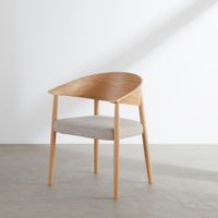sillon de comedor en tejido beige y haya maciza