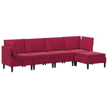 Juego De Muebles De Salón 5 Uds. Rojo Vino Terciopelo Vidaxl