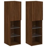 muebles de tv con luces led 2 uds marron roble 305x30x102 cm vidaxl