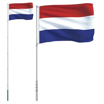Mástil Y Bandera De Países Bajos Aluminio 5,5 M Vidaxl