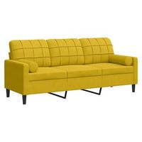sofa de 3 plazas  sofa de salon  sofa de descanso con cojines terciopelo amarillo 180 cm
