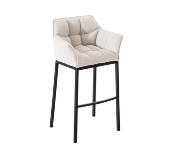 Taburete de bar damaso tela con base de cuatro patas blanco 48x64x110 cm