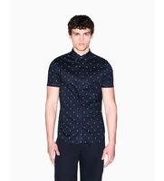 ax armani exchange para hombre xm000624af13184fb434 camisa monogram slim marino xxl casual algodon manga corta