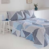 juego de sabanas geka algodon poliester azul   cama 200