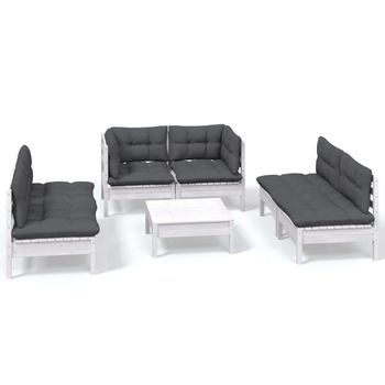 Muebles De Jardín 7 Piezas Con Cojines Madera Maciza De Pino