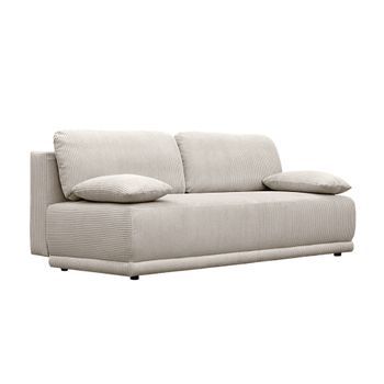 Sofá Cama En Pana Fina Con Baúl De Almacenamiento, 3 Plazas, Gris