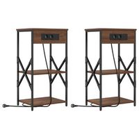 juego de mesitas de noche - armarios de noche con cajon marron roble 41 x 31 x 76 cm mc6888