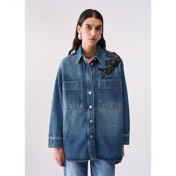 Liu Jo Chaquetas Sobrecamisa en denim con bordado joya para mujer