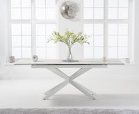 boston 180cm extending white ceramic dining table with white leg