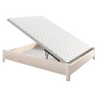 canape abatible arcon de madera con patas y tirador embutido altura 34 cm - glaciar - 160x200 cm