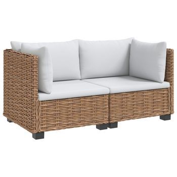 2 Uds. Conjunto De Lounge De Ratán Con Cojines Gendt Natural Vidaxl
