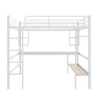 cama de metal con estructura de cama 90x200cm cama de hierro con escritorio jovenes y adultos blanco