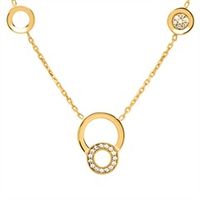 8 quilates cadena de oro circulos con circonita set