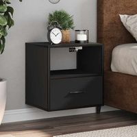 mesitas de noche de pared - mueble de dormitorio - madera y metal - negro 40x31x395cm