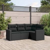 conjunto de sofas jardin 4 uds  mueble jardin mesa y sillas con cojines ratan sintetico negro cfw863296