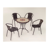 conjunto terraza jardin mesa y 4 sillones acero resistente
