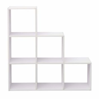 Librería de escalera con 6 cubos de mdf blanca