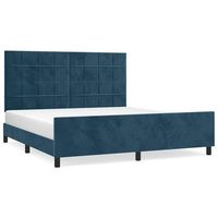 cama matrimonial  cama para adultos  estructura cama con cabecero terciopelo azul oscuro 180x200 cm