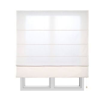 Estor Plegable Con Varillas, Estor Traslúcido Liso Crudo, 90 X 250 Cm